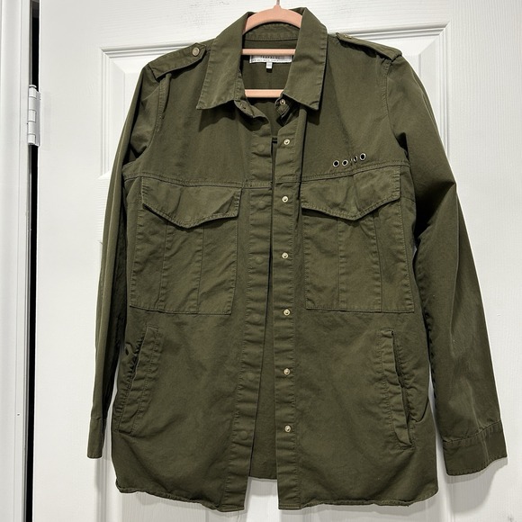 ZARA Trafaluc Women's Size Small Olive Green Button Up Jacket Shacket EUC - Picture 1 of 7
